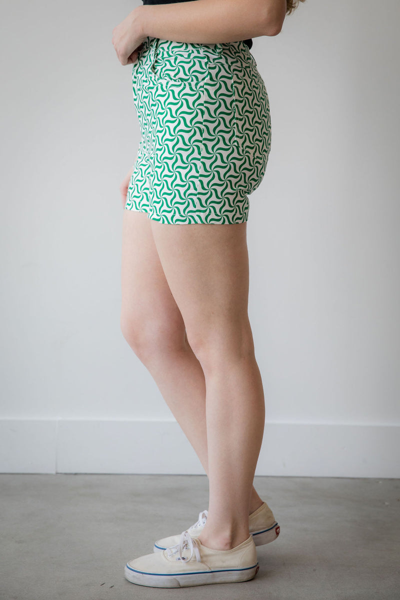 Green Abstract Shorts